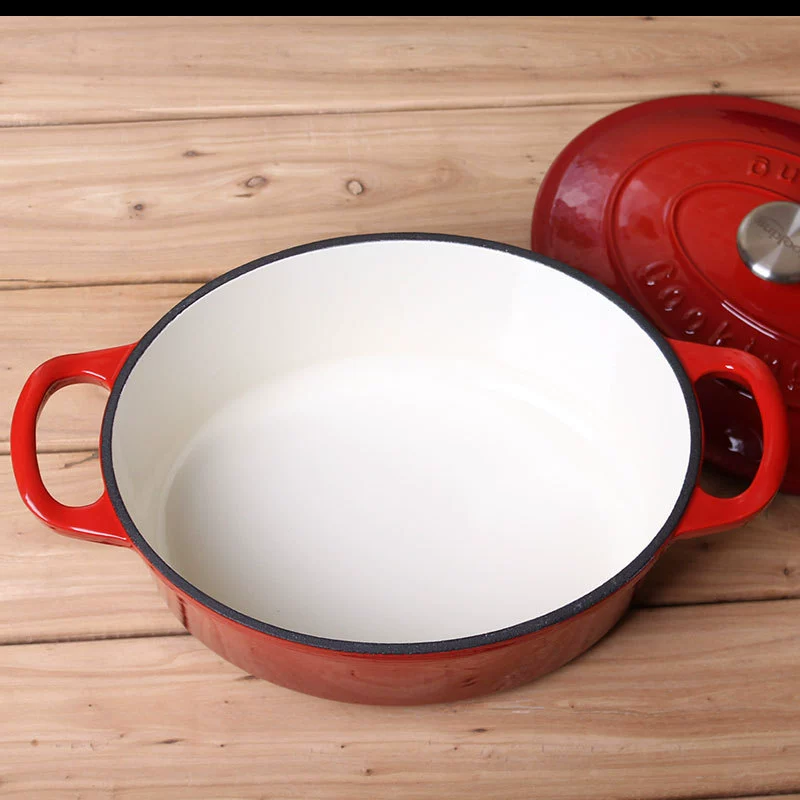Кастрюля для супа из эмали ChuDao с двойными ручками, плоская крышка, Ø18 см/ Ø28 см, красная или синяя