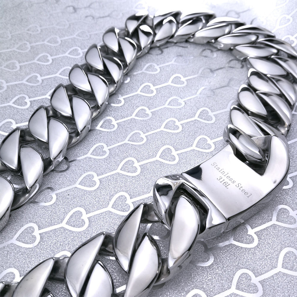 Collar grande de acero de titanio 316L europeo y americano para hombre, YOUNGIDEA, 32 pulgadas, sin obstáculos en el horno, liso y pulido en un vacío