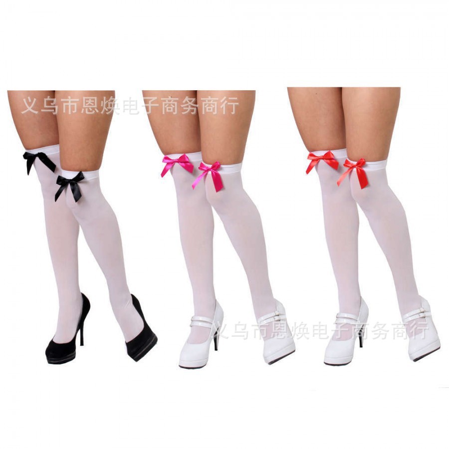 Sexy Bow Medias Blancas Medias de Halloween vestido de fiesta medias de arco medias fluo
