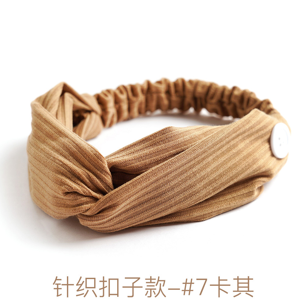 Button hair band#7 khaki