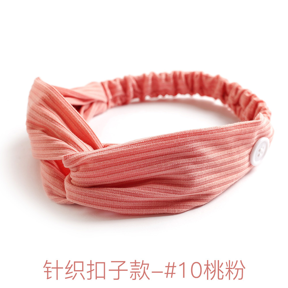 Button hair band#10 peach powder