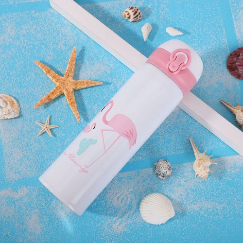 Flamingo Bouncing Cover Thermos Cup, Universal for Couples, Male and Female Students, Portable Car-mounted Insulated Home Water Cup Gift