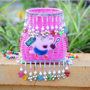 Bamboo Rattan Bead Chain Fish Basket Wind Bell Bead Chain Small Backbasket Bar Inn Wall Kindergarten Hanging Ornament Hanging Bell