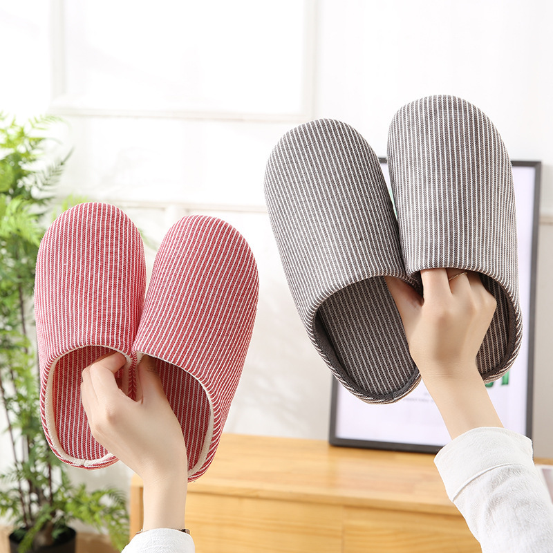 Machine Washable Soft-Soled Japanese-Style Home Wooden Floor Silent Indoor Slippers for Spring and Summer, Unisex Cotton Slippers for Home Comfort