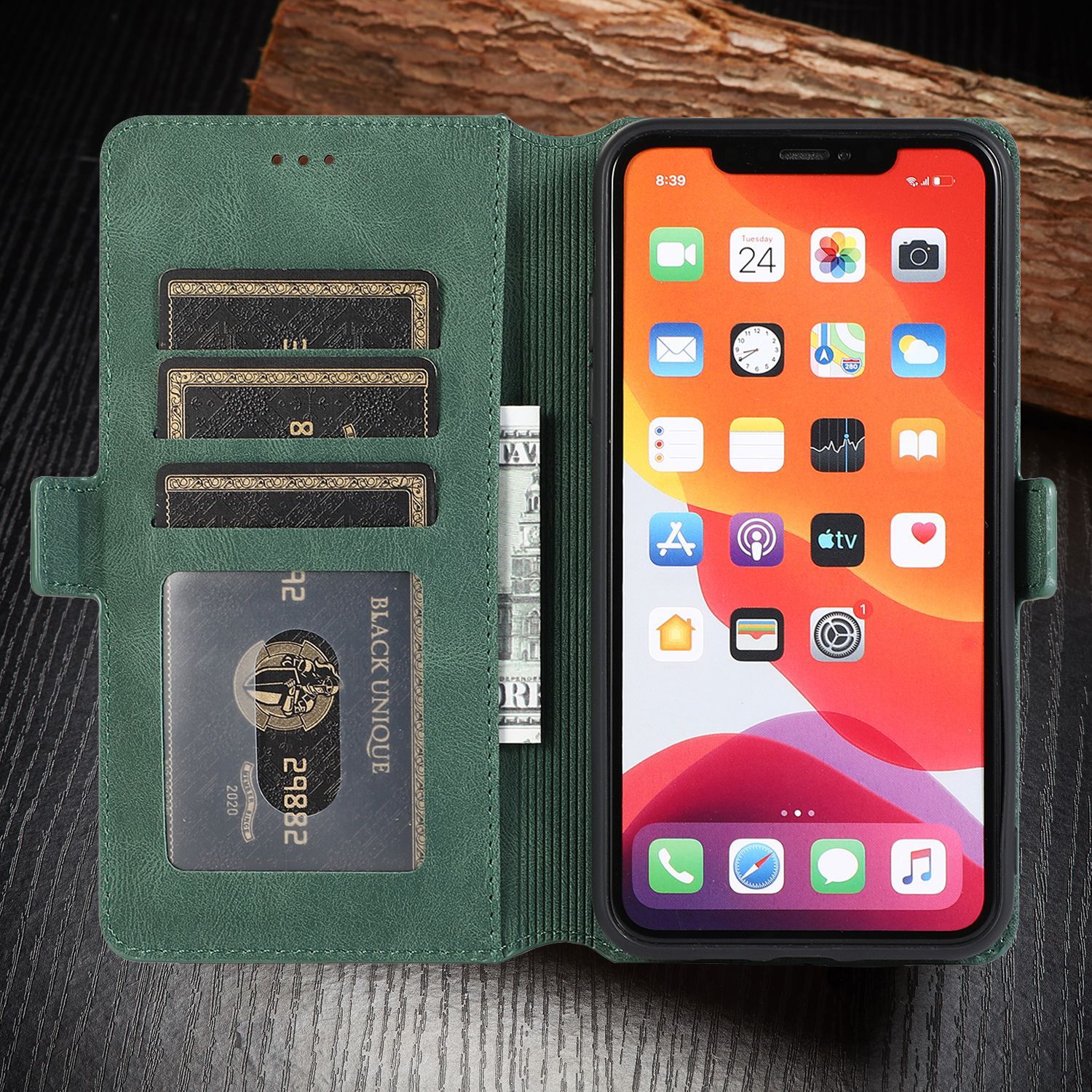 For iPhone13pro side buckle magnetic suction 14 phone case 7p retro 12 Apple XSMAX card XR leather case 11