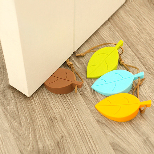 Children's 4-color cartoon leaf door plug anti-pinch device safety supplies infant safety door card silicone door stop