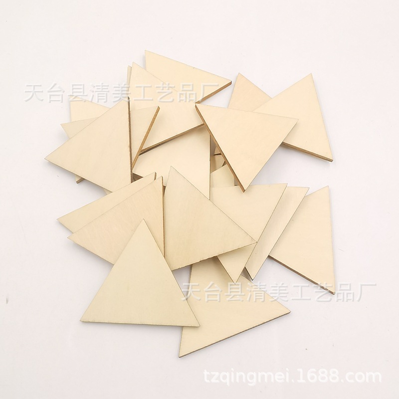 30-160mm versión de tilo de madera triángulo de madera hoja de madera decoración triángulo hoja de madera colgante de artesanía