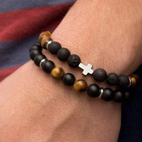 Cross-border new fashion multi-piece men's bracelet elegant beaded men's zircon-inlaid bracelet set factory direct sales