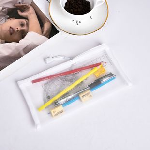Transparent zipper bag for exam nylon mesh pencil case pen case storage invoice bag breathable mask bag
