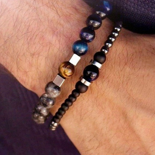 Cross-border new fashion multi-piece men's bracelet elegant beaded men's zircon-inlaid bracelet set factory direct sales