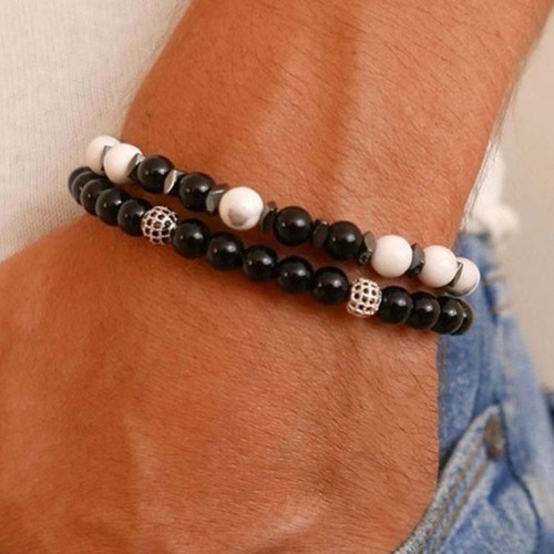 Cross-border new fashion multi-piece men's bracelet elegant beaded men's zircon-inlaid bracelet set factory direct sales
