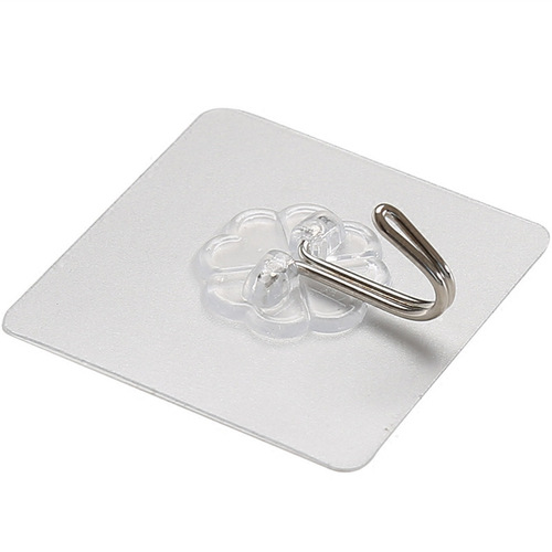 Punch-free transparent hook, nail-free, traceless wall bathroom kitchen strong sticky hook adhesive patch self-adhesive hook