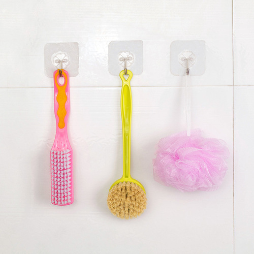 Punch-free transparent hook, nail-free, traceless wall bathroom kitchen strong sticky hook adhesive patch self-adhesive hook