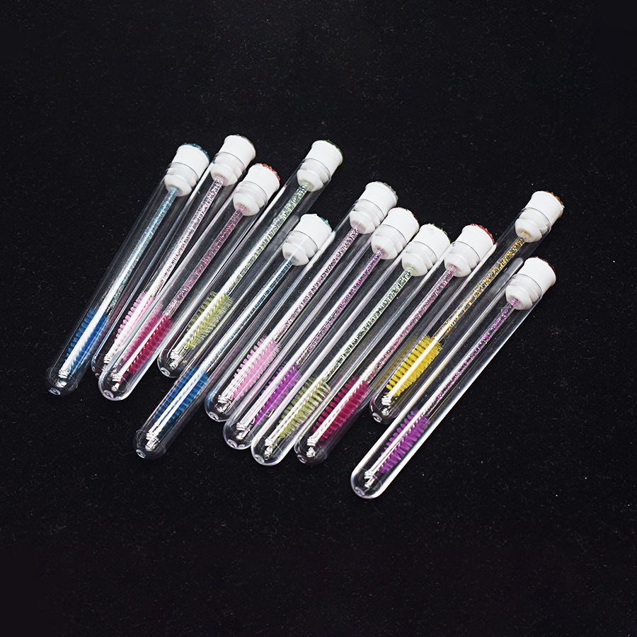Cepillo de pestañas de tubo independiente transfronterizo nueva cola rhinestone cara sonriente cepillo de pestañas multicolor opcional LOGO