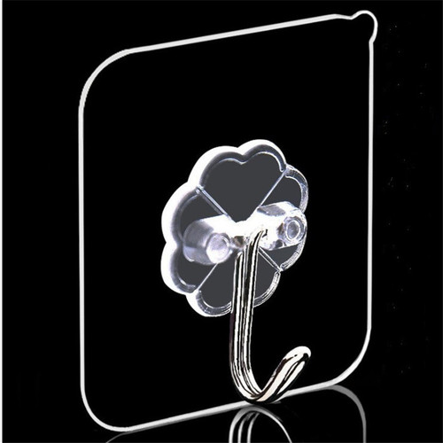 Punch-free transparent hook, nail-free, traceless wall bathroom kitchen strong sticky hook adhesive patch self-adhesive hook