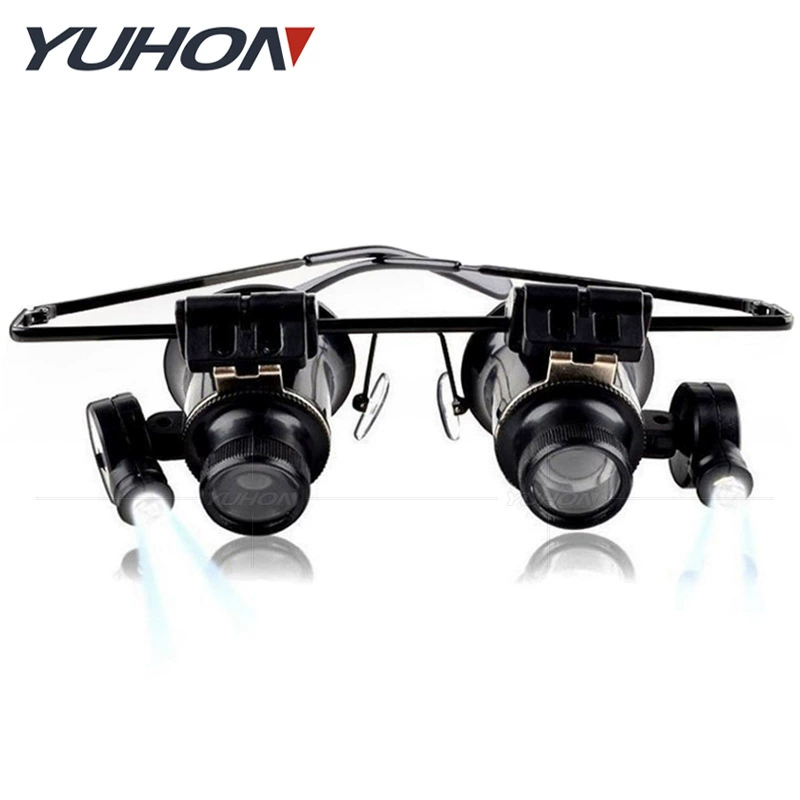 Трансграничная электронная коммерция горячая Распродажа светодиодный свет двойная линза 20 раз очки ремонт часов небольшой механический ремонт Обнаружение увеличительного стекла