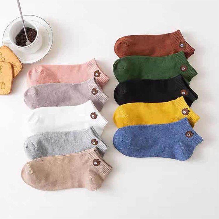 Bear socks women's spring and summer thin boat Socks cartoon short tube socks female student socks shallow mouth Japanese women's socks stall wholesale