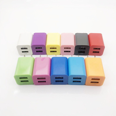 double USB Green Point Charger currency 2.1A Charger apply Apple Android 1A Green Point charging head