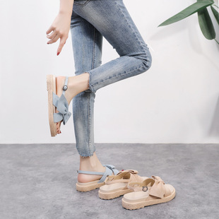 VS-29 2021 summer new online celebrity bow sandals female fairy style flat students super popular all-match Roman