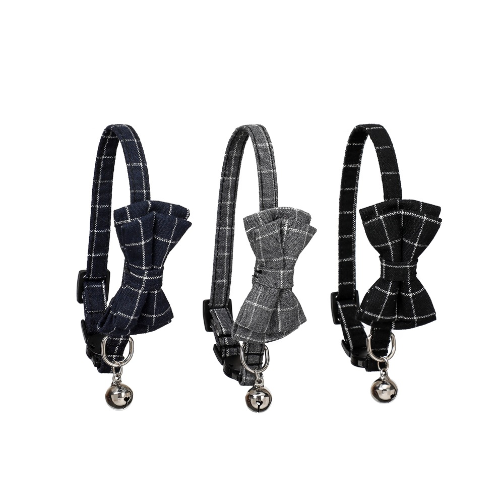 Fabricantes de nuevos productos de mascotas transfronterizos a punto cuadrillas de estilo británico arco collar de gato arco collar de gato