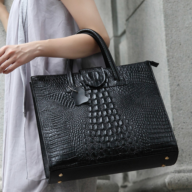 2025 New Arrival Commuter Crocodile Embossed Genuine Leather Women's Bag Large Capacity Handbag European And American Fashion Shoulder Bag - Thumbnail 4