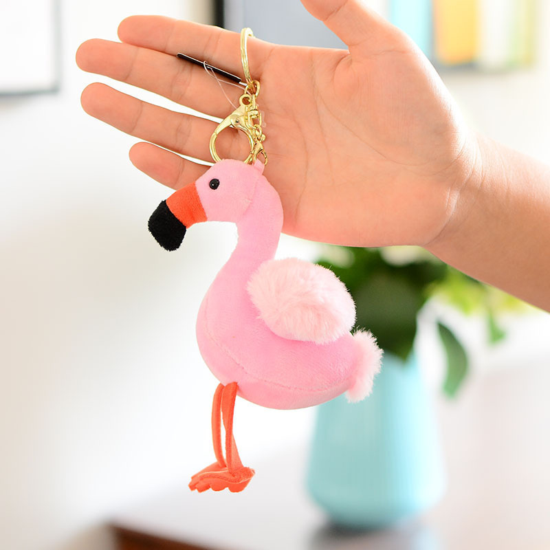 ins Cyber Celebrity Flamingo Car Keychain Pendant Doll Plush Toy Bag Hanging Creative Girl Gift
