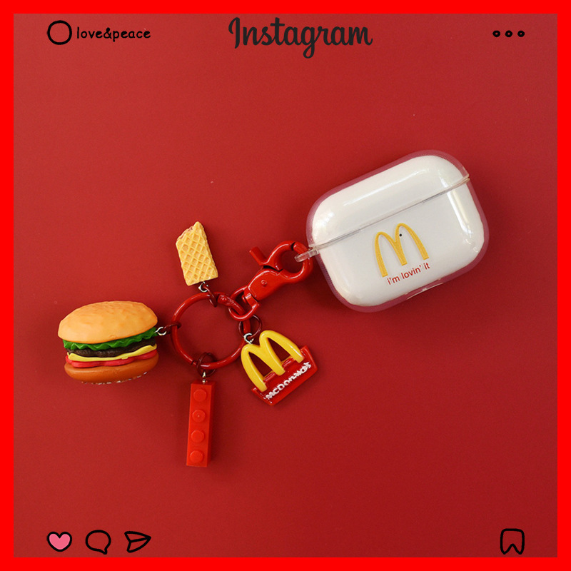 French Fries Burger Suitable for Airpods2 Protective Case Pro2 Transparent Soft Case 3/4 Generation Apple Bluetooth Headset