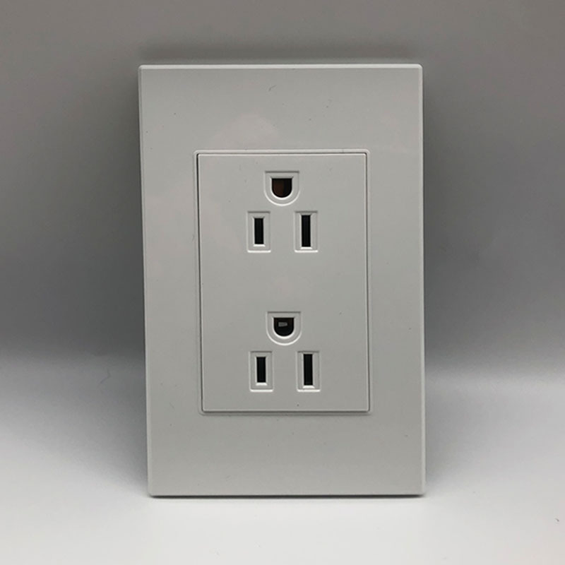 厂家直销118双联美标插座 15a 两位美式六孔插板 白色美规插座