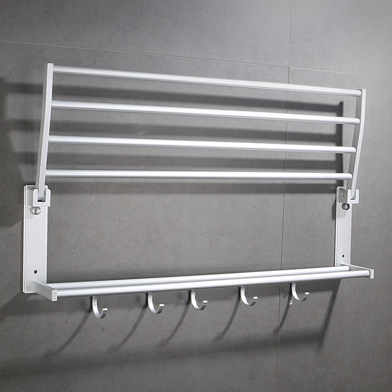 Fábrica en stock Punch-libre instalación toalla rack espacio aluminio baño toalla rack almacenamiento rack