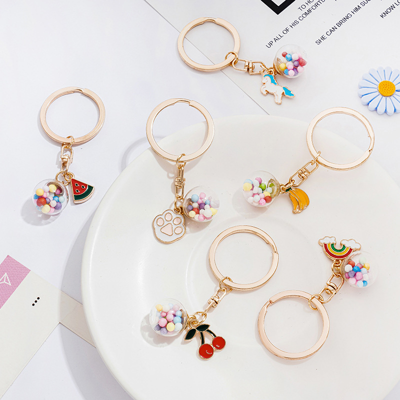 Creative Cartoon Girl Heart Keychain Female Korean Cute Key Ring Simple Jewelry Key Chain Bag Hanging Ornaments
