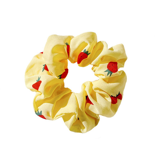 Retro chiffon summer Internet celebrity strawberry large intestine hair ring Mori girl hair rope fat intestine head flower hair band hair accessories wholesale