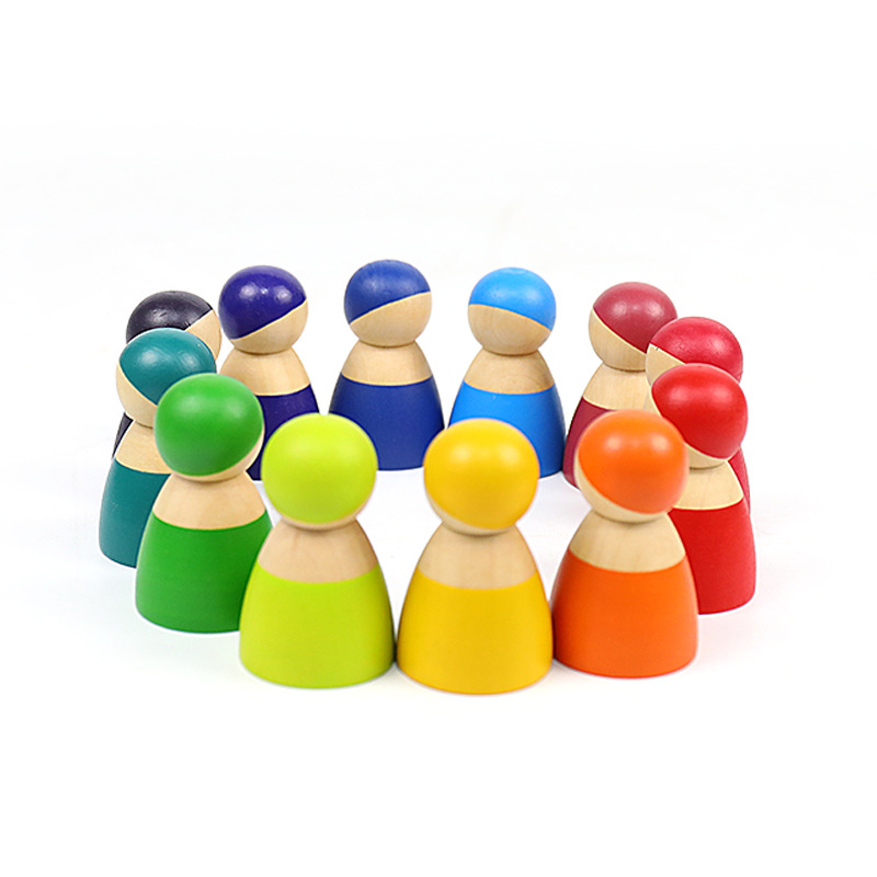 Madera Jenga Rompecabezas Torre de pila de bebés Juguetes de madera Educación temprana para niños Arco iris Pila grande Pila de bloques de construcción