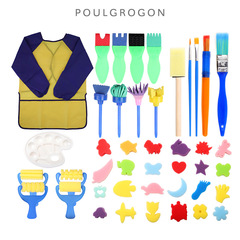 Children's Painting Sponge Brush EVA Stamping Set of 43 Pieces Kindergarten Drawing Doodle DIY Paint Roller Stamps