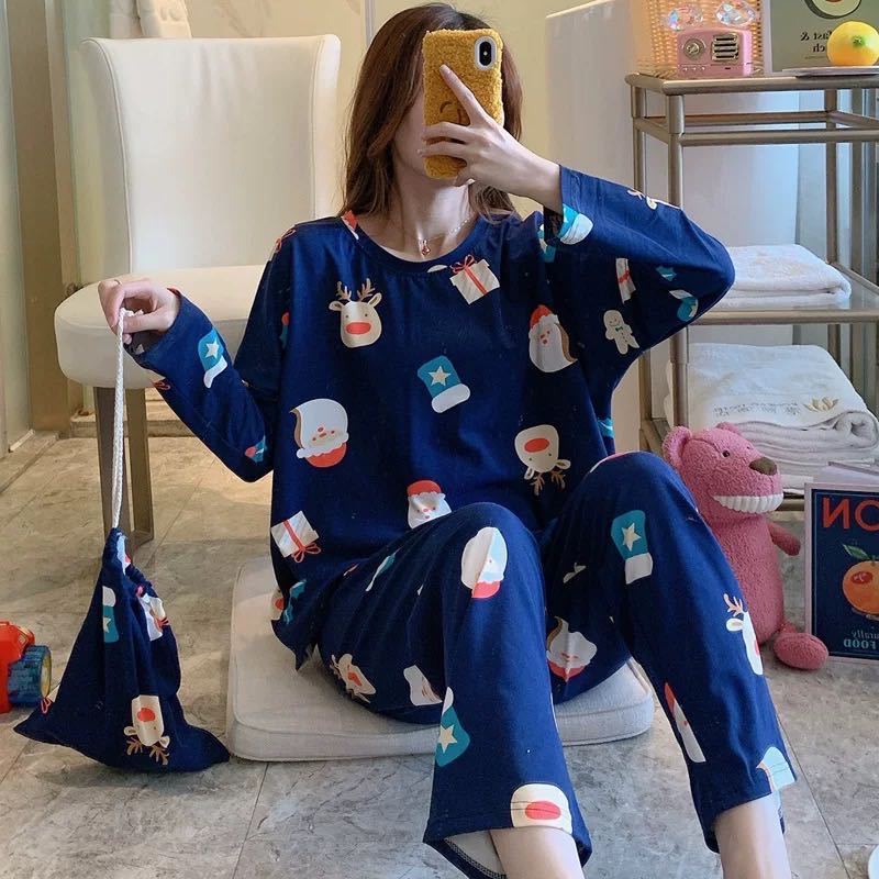 Pijamas de manga larga de las mujeres de primavera y otoño más tamaño pijamas de verano de las mujeres ropa de abrigo estilo coreano pijamas de las mujeres más tamaño traje de desgaste para el hogar
