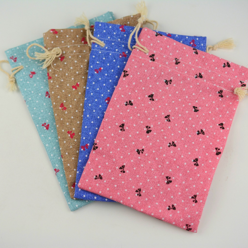 麻布碎花束口袋 礼品首饰袋 拉绳袋批发 多色可选