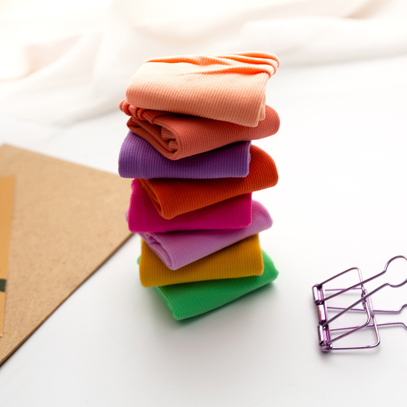 Calcetines de hielo para NIÑOS Calcetines de terciopelo de color sólido para niños grandes y pequeños calcetines para padres e hijos color brillante rayas verticales calcetines finos