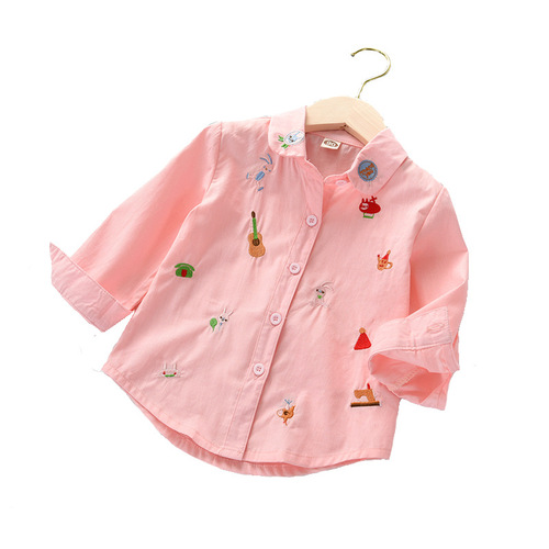 Girls' Shirt 2024 Spring and Autumn Style Trendy Children's Clothing Kids White Collared Shirt Autumn Long Sleeve Girl Baby Top Korean Style