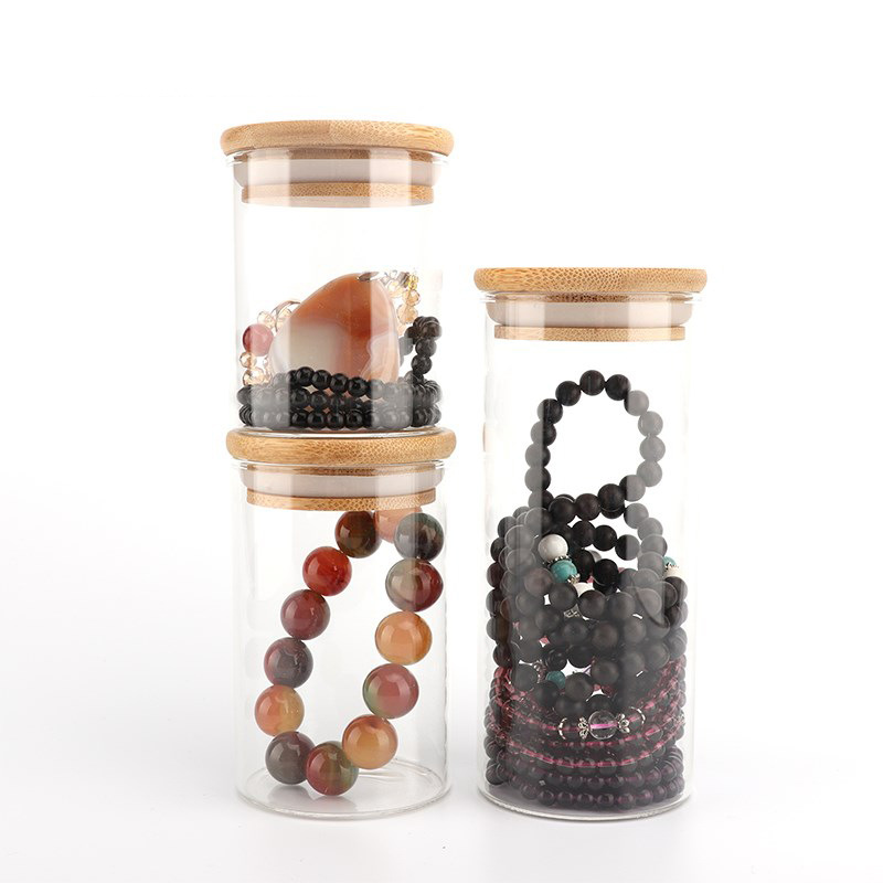 Wenwan pantalla sellada pulsera de botella cuentas de Buda a prueba de polvo frasco de almacenamiento de vidrio Pantalla de almacenamiento sellado frasco de almacenamiento transparente