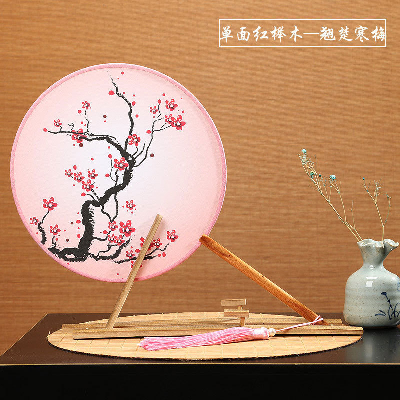 Hanfu de una sola cara abanico redondo de seda de tela de estilo antiguo abanico de palacio de estilo chino artístico retro ventilador redondo al por mayor regalo de artesanía de baile