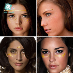 跨境貨源防水燙金電音節紋身貼紙 歐美狂歡派對化妝舞會雀斑臉貼