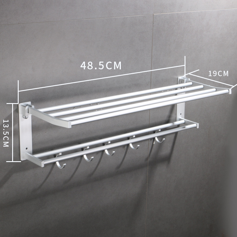 Fábrica en stock Punch-libre instalación toalla rack espacio aluminio baño toalla rack almacenamiento rack