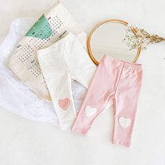 ins2023 autumn new baby girl love patch patch leggings cotton all-match pants