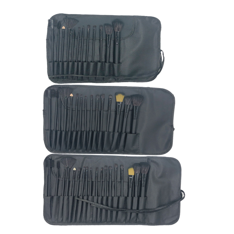 12 unids 15 unids 18 unids 24 unids 32 unids pinceles de maquillaje traje negro/Rosa/color de madera pinceles de maquillaje herramientas de belleza