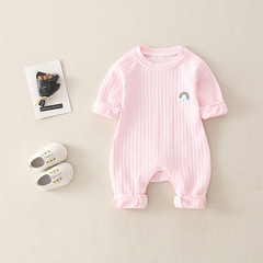 春秋季新生兒衣服a類純棉寶寶哈衣夾棉嬰兒棉服家居服可外出爬服