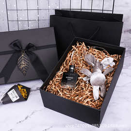 盒子盒装礼品包装盒男士长方形礼品盒空盒蝴蝶结长方礼盒黑色包装