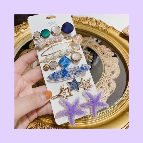 Starfish eight-piece set of hairpins, hairpins, hairpins for women, Korean ins headdress top clips, heavy industry internet celebrity hairpins, eight-piece set