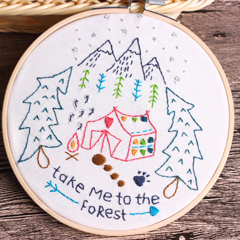 Directo de fábrica la historieta DIY tela novato Europeo bordado flores y plantas paquete material kit costura traje simple trazos