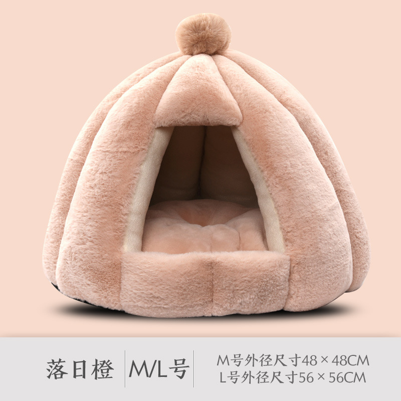 Fabricante de nidos para gatos, cálida en invierno, casa pequeña grande, yurta de oruga de calabaza, fosa para gatos gruesa extraíble y lavable en invierno