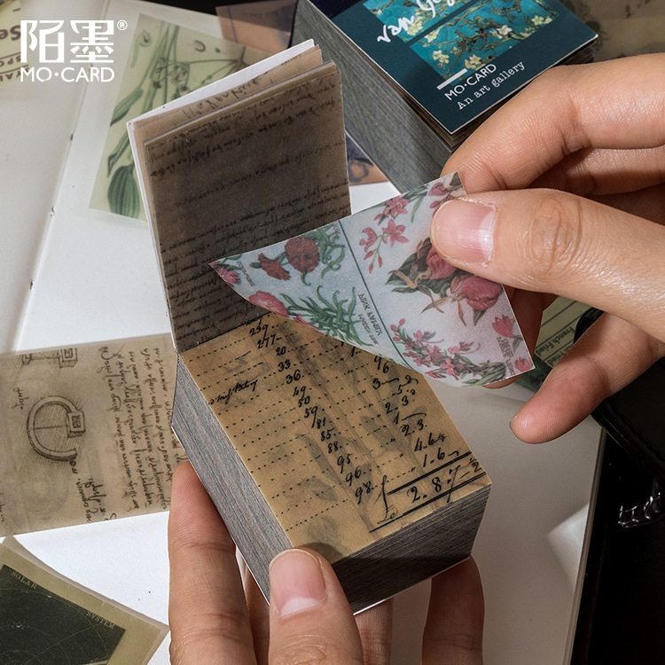 Mo mo sulfato material de papel libro una página serie retro fresco diario pegatinas decorativas 366 unidades en 4 tipos