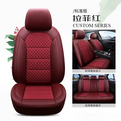 Wear-resistant leather and breathable linen five-seat special comfortable car cushion fully surrounded by four-season universal seat cover (Modelə uyğun (Original) oturacaq örtükləri) - lafite-red-custom